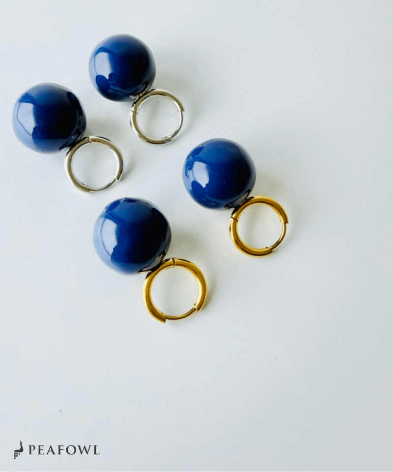 Blue Ball Hoop Pierce - peafowl