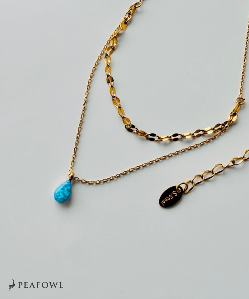 Blue Drop Necklace - peafowl