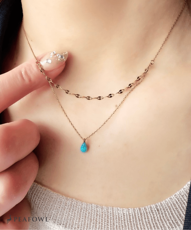 Blue Drop Necklace - peafowl