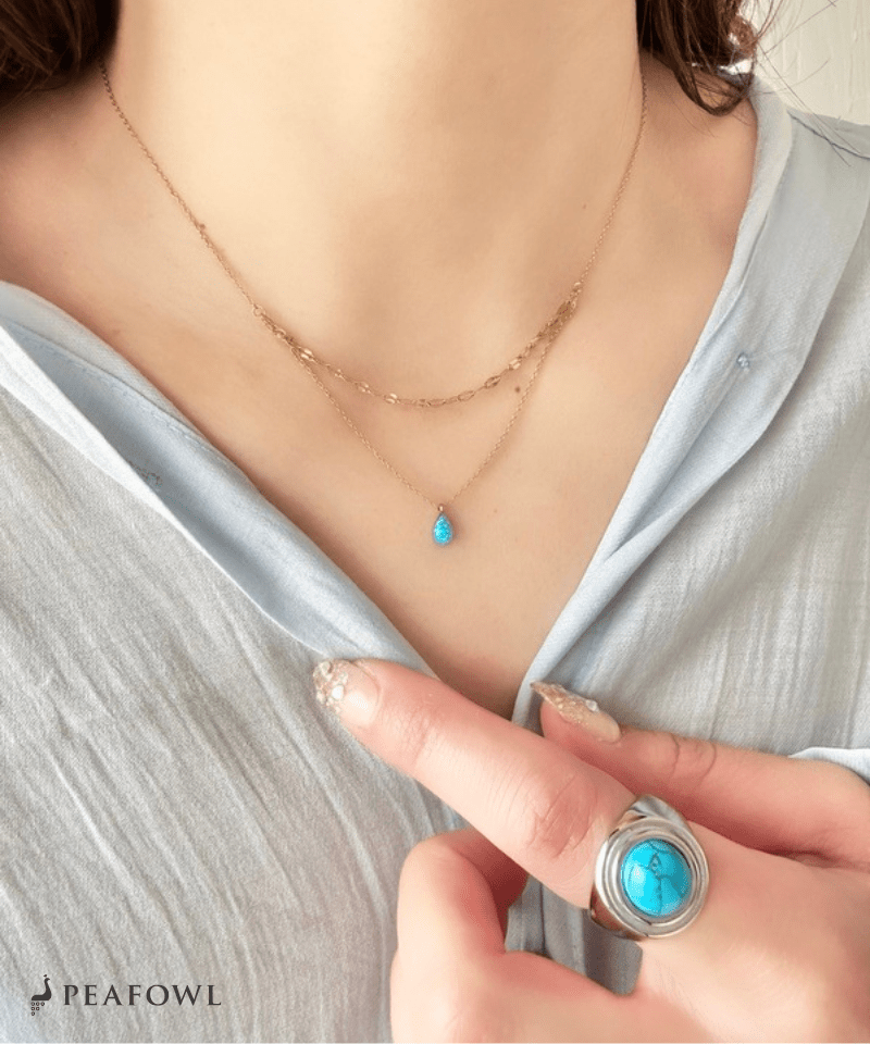 Blue Drop Necklace - peafowl