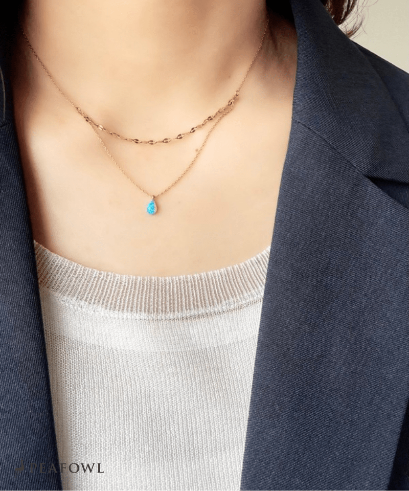 Blue Drop Necklace - peafowl