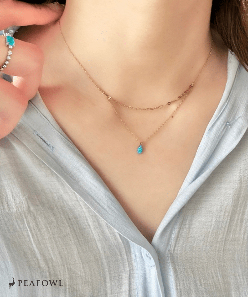 Blue Drop Necklace - peafowl