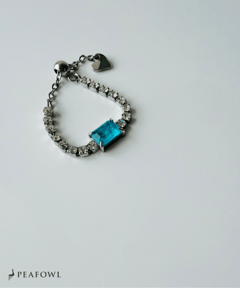 Blue Stone Zircon Line Slider Ring - peafowl