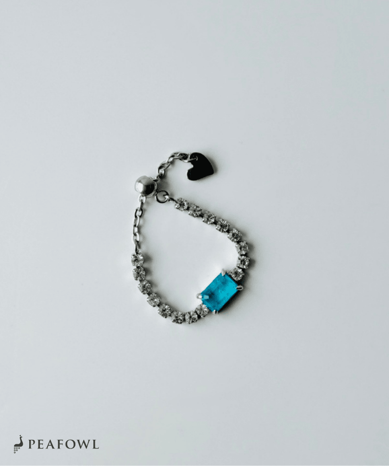 Blue Stone Zircon Line Slider Ring - peafowl