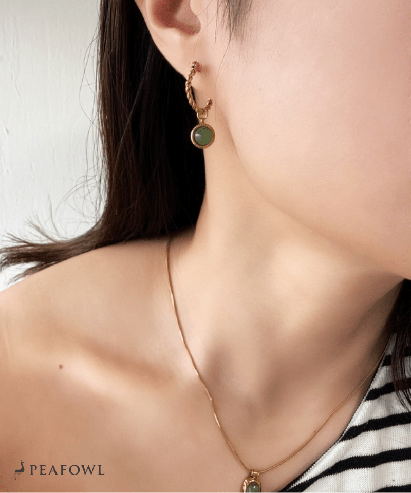 Circle Drop Twist Pierce - peafowl