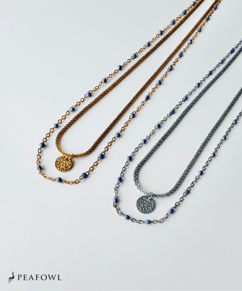 Circle Layer Necklace - peafowl