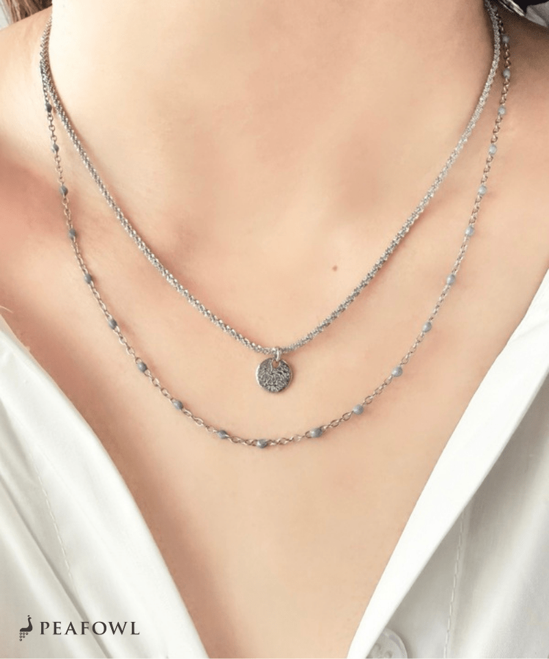 Circle Layer Necklace - peafowl
