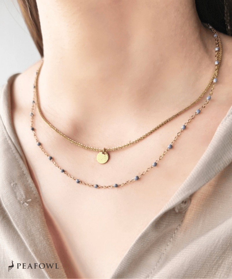 Circle Layer Necklace - peafowl