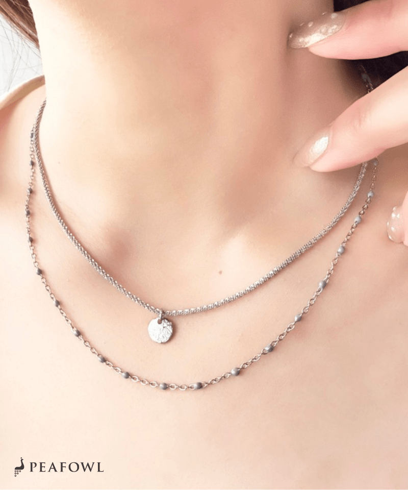 Circle Layer Necklace - peafowl