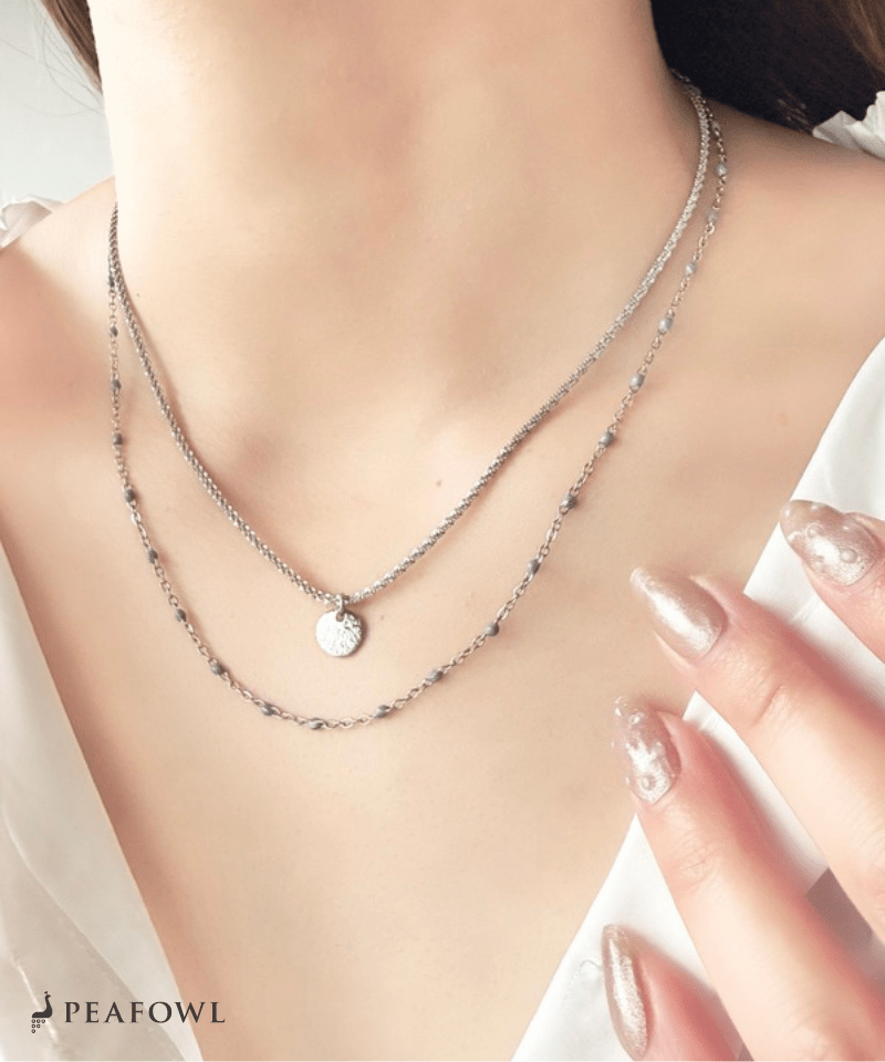 Circle Layer Necklace - peafowl