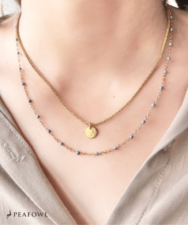 Circle Layer Necklace - peafowl