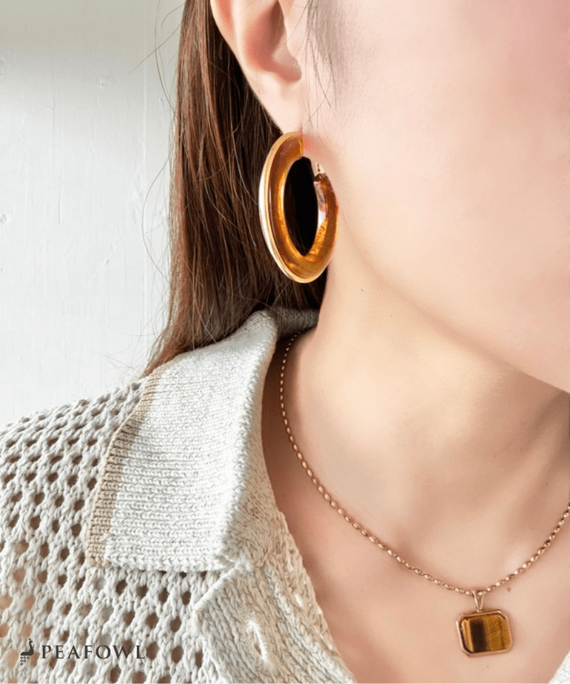 Clear Color Hoop Pierce - peafowl