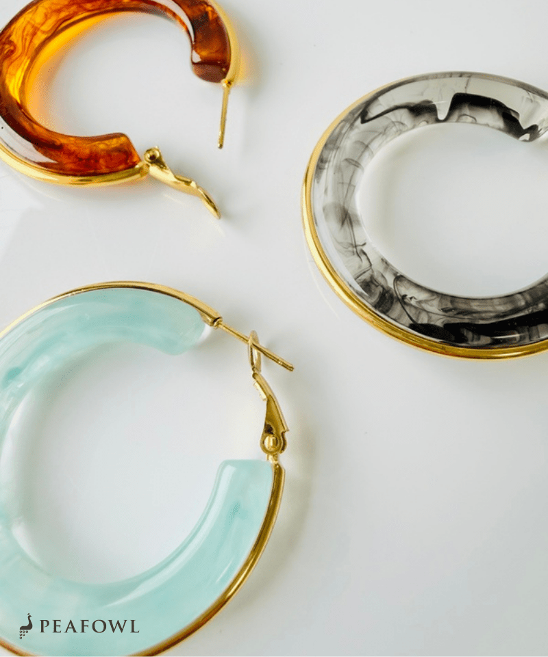 Clear Color Hoop Pierce - peafowl