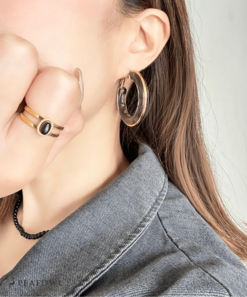 Clear Color Hoop Pierce - peafowl