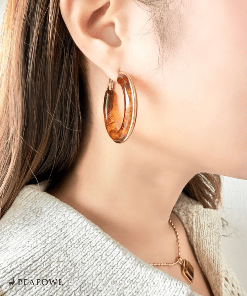 Clear Color Hoop Pierce - peafowl