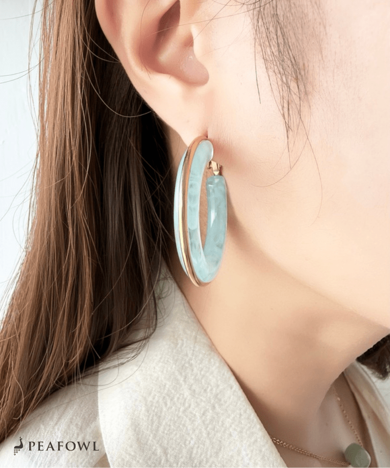 Clear Color Hoop Pierce - peafowl