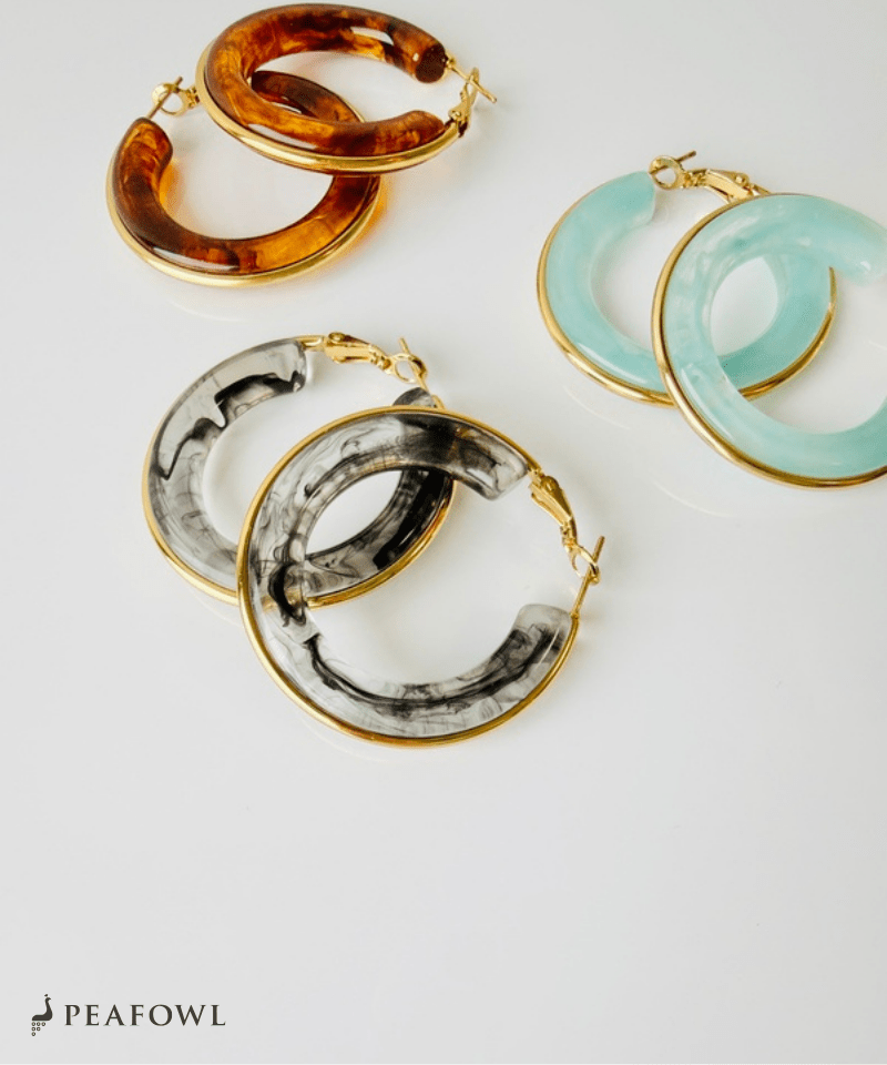 Clear Color Hoop Pierce - peafowl