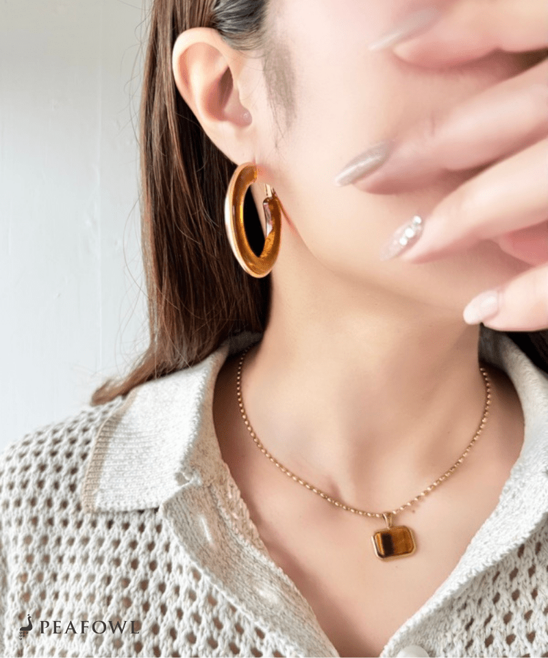 Clear Color Hoop Pierce - peafowl