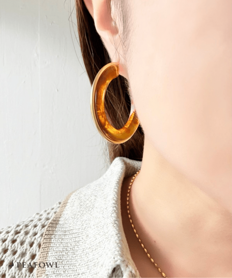 Clear Color Hoop Pierce - peafowl