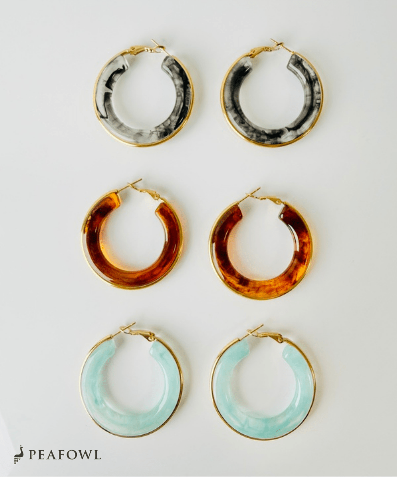 Clear Color Hoop Pierce - peafowl