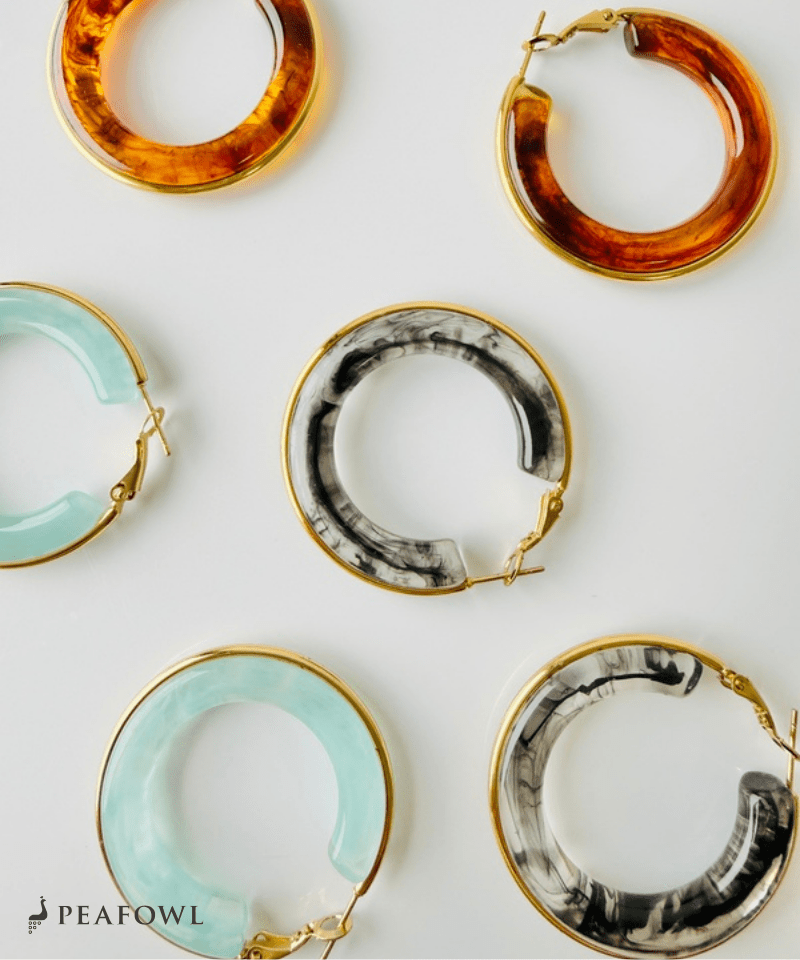 Clear Color Hoop Pierce - peafowl