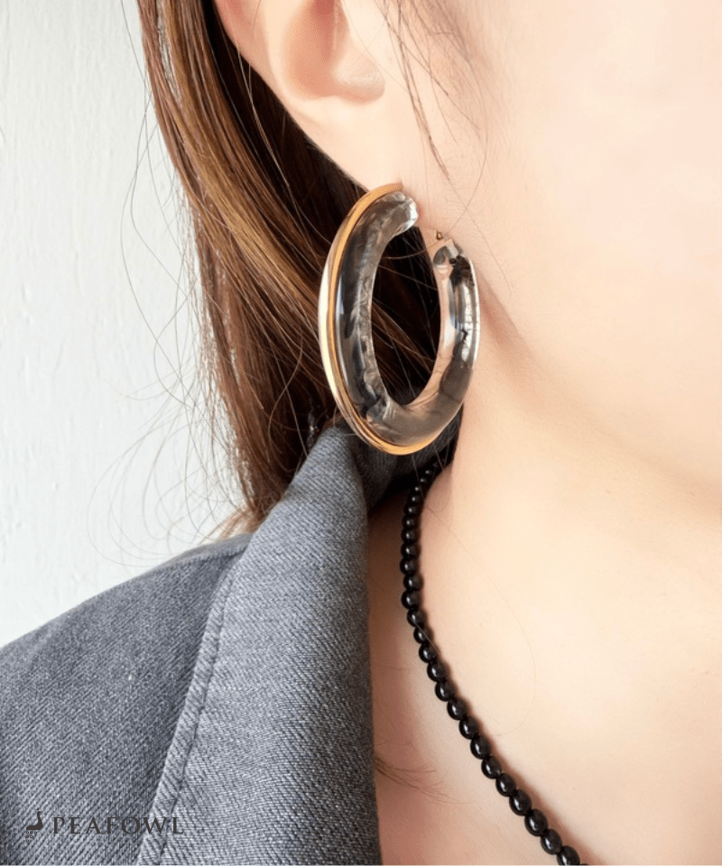Clear Color Hoop Pierce - peafowl