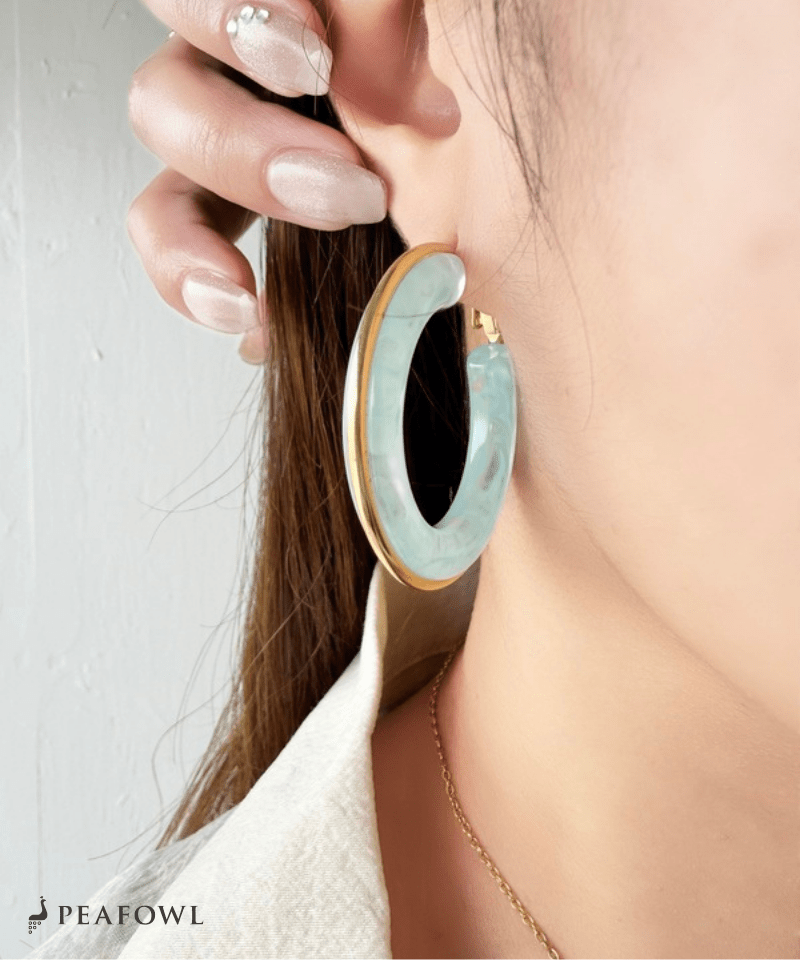 Clear Color Hoop Pierce - peafowl