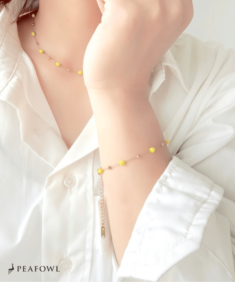 Color Beads Chain Bracelet - peafowl