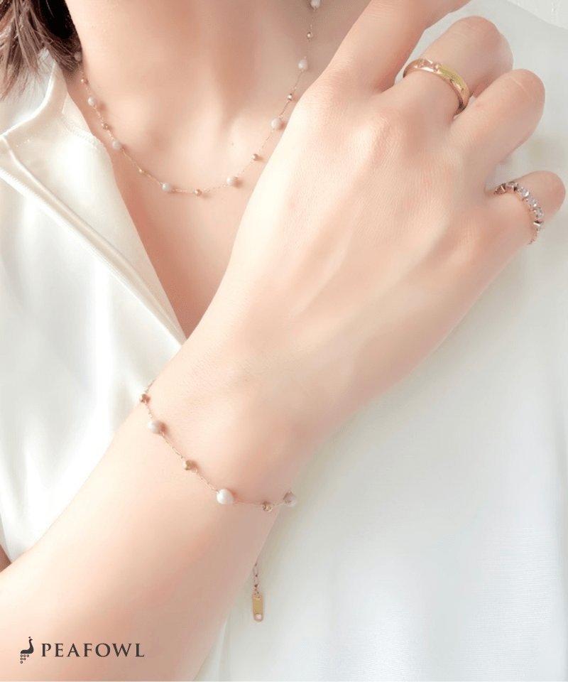 Color Beads Chain Bracelet - peafowl