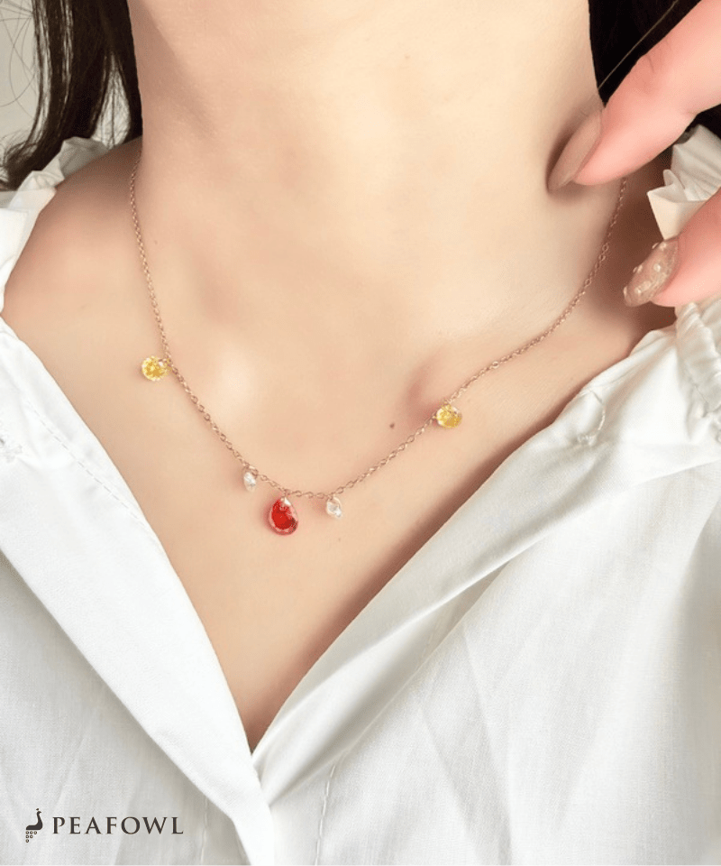 Color Drop Necklace - peafowl