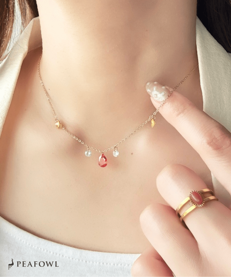 Color Drop Necklace - peafowl