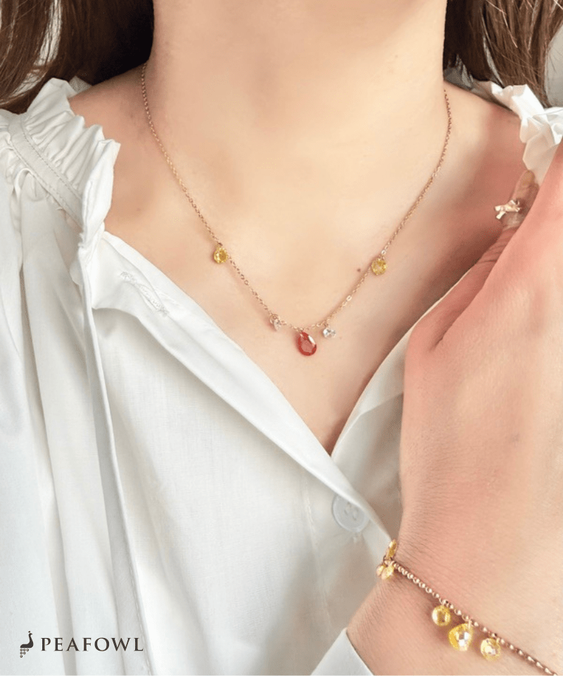 Color Drop Necklace - peafowl