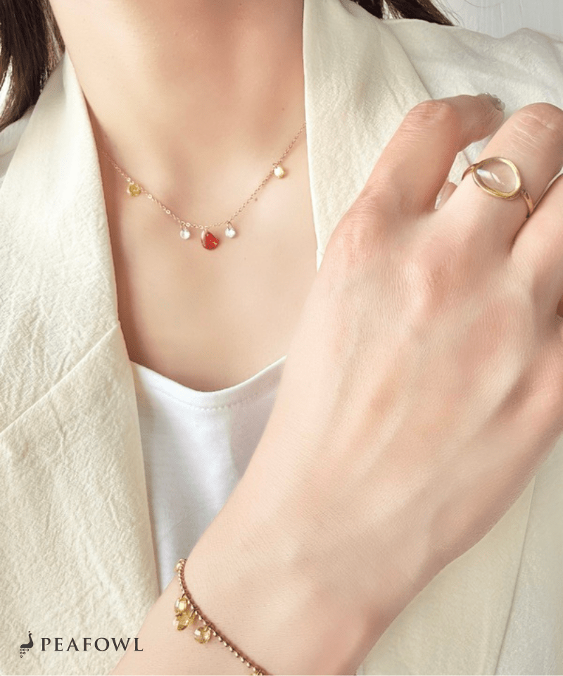 Color Drop Necklace - peafowl