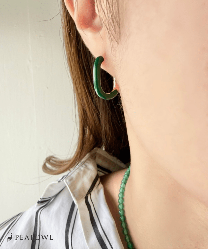 Color Square Hoop Pierce - peafowl
