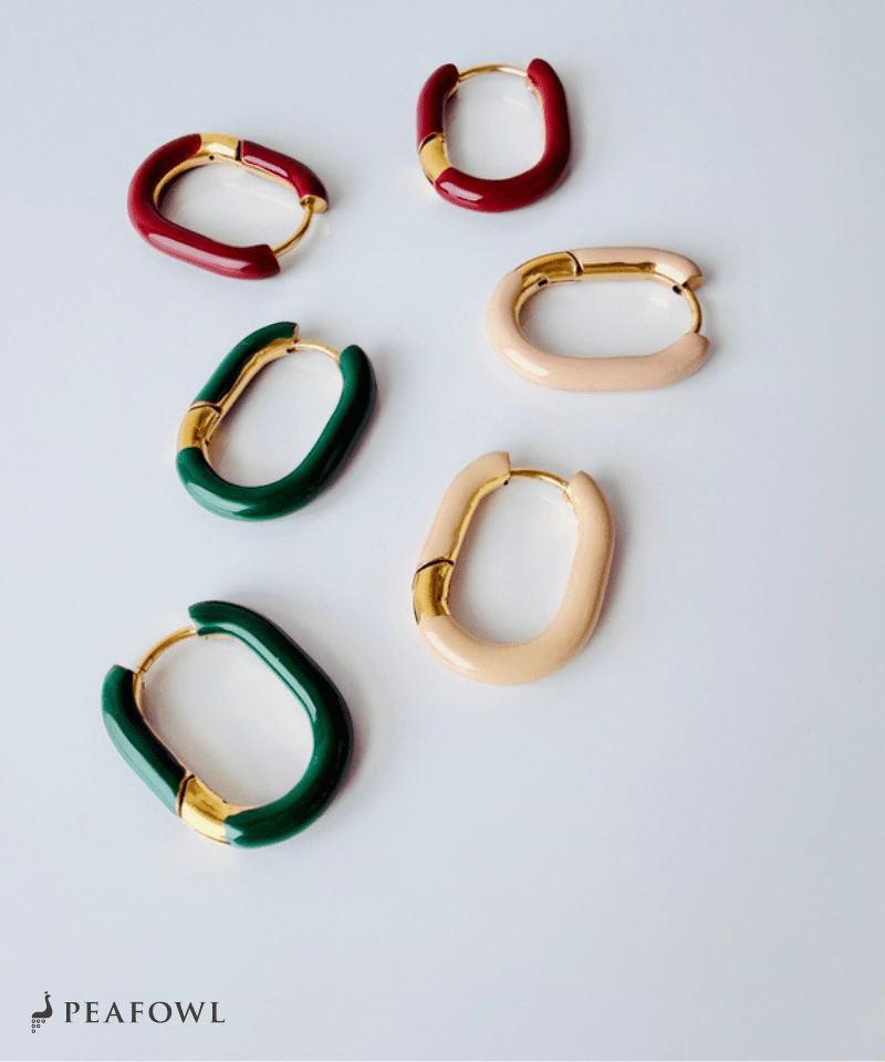 Color Square Hoop Pierce - peafowl