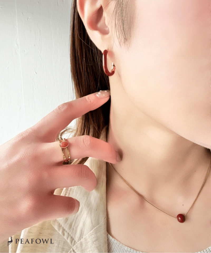 Color Square Hoop Pierce - peafowl