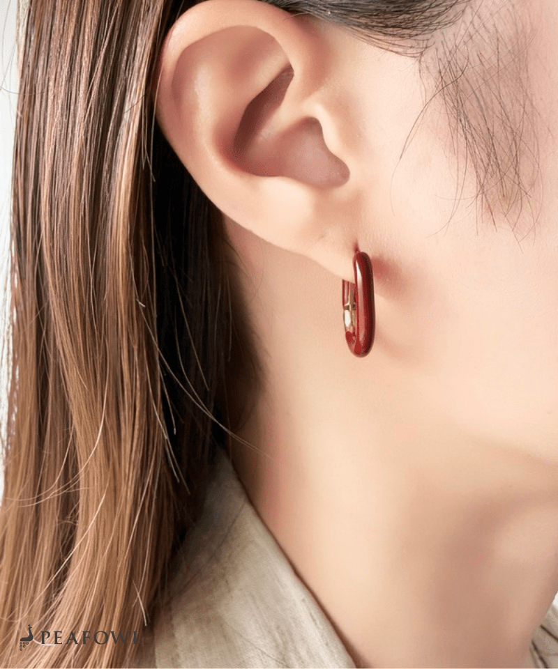 Color Square Hoop Pierce - peafowl