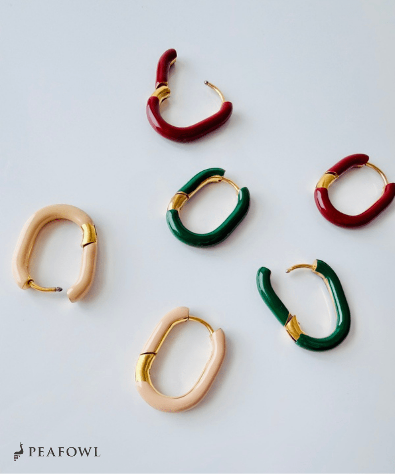 Color Square Hoop Pierce - peafowl