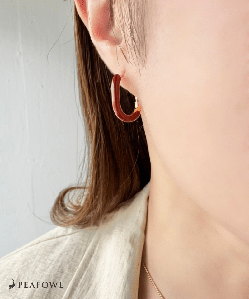 Color Square Hoop Pierce - peafowl