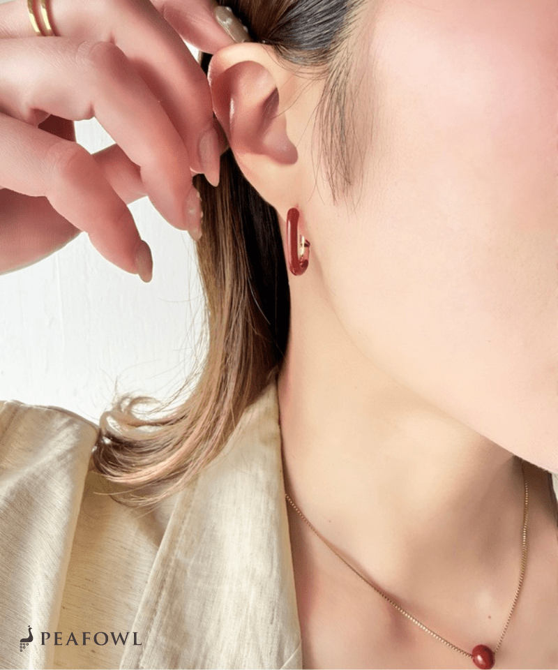 Color Square Hoop Pierce - peafowl