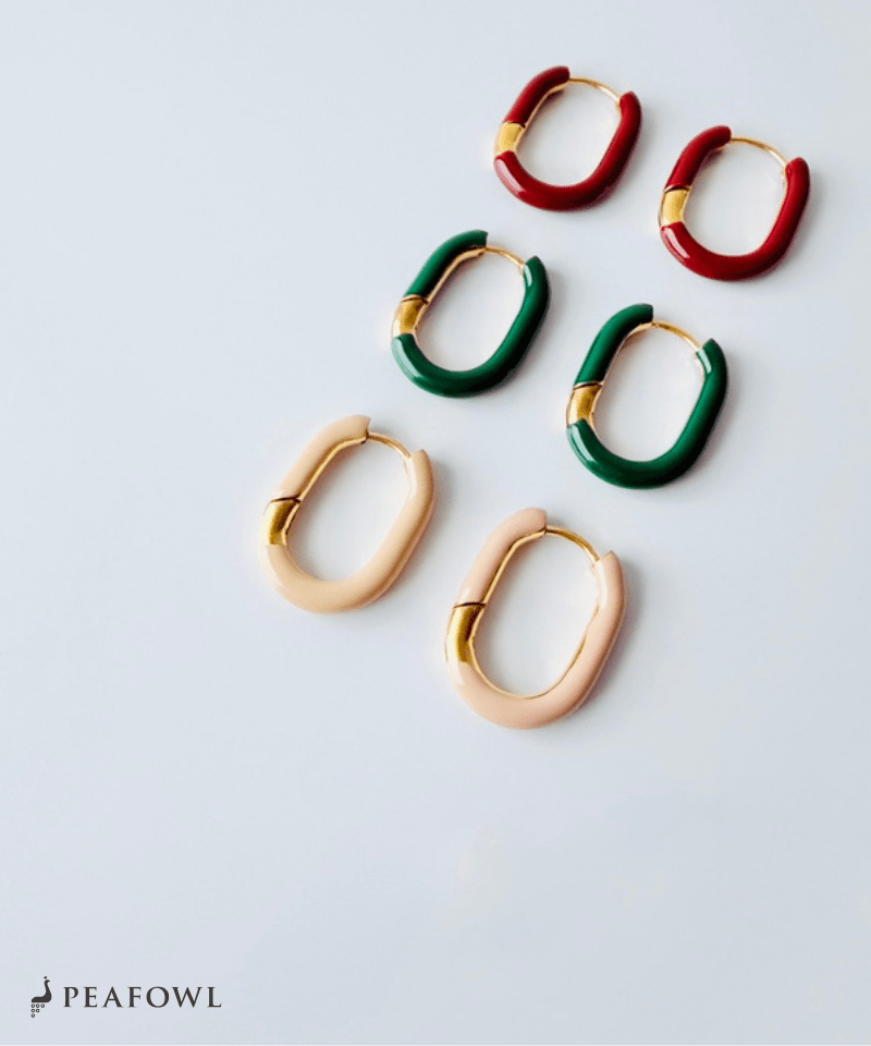 Color Square Hoop Pierce - peafowl
