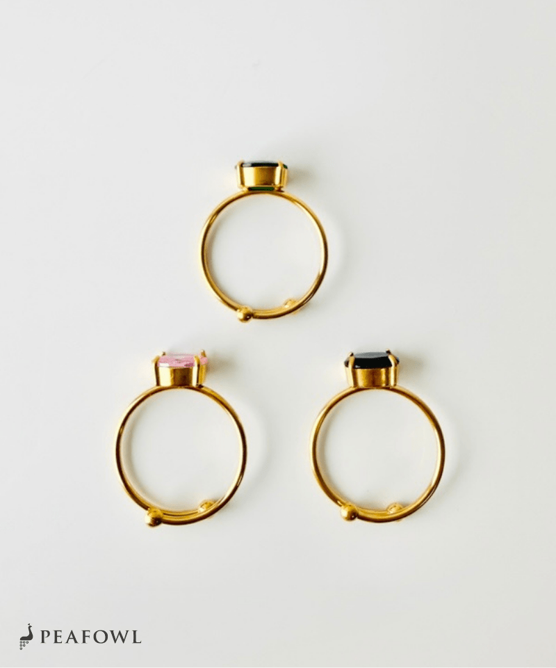 Color Stone Open Ring - peafowl