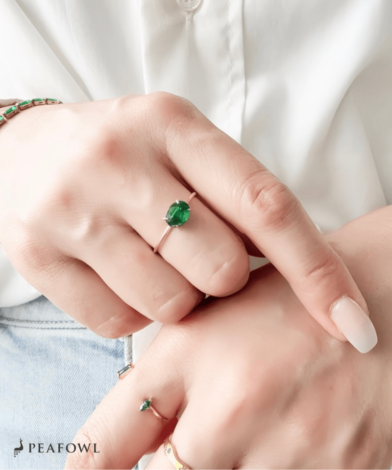 Color Stone Open Ring - peafowl