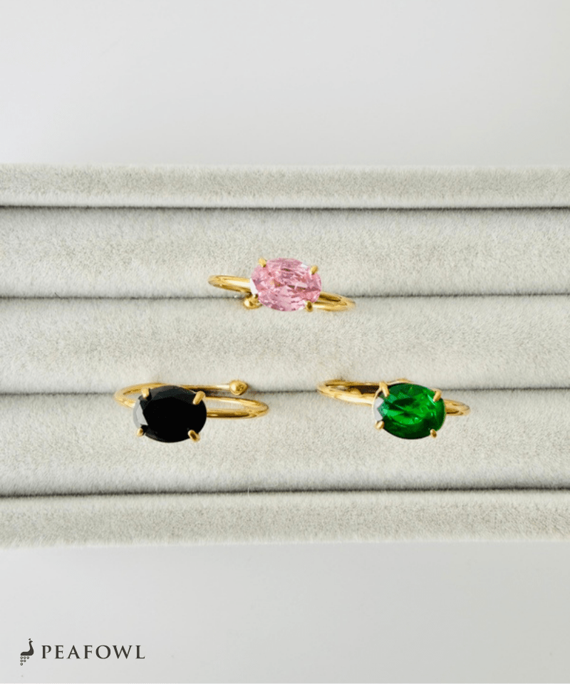 Color Stone Open Ring - peafowl