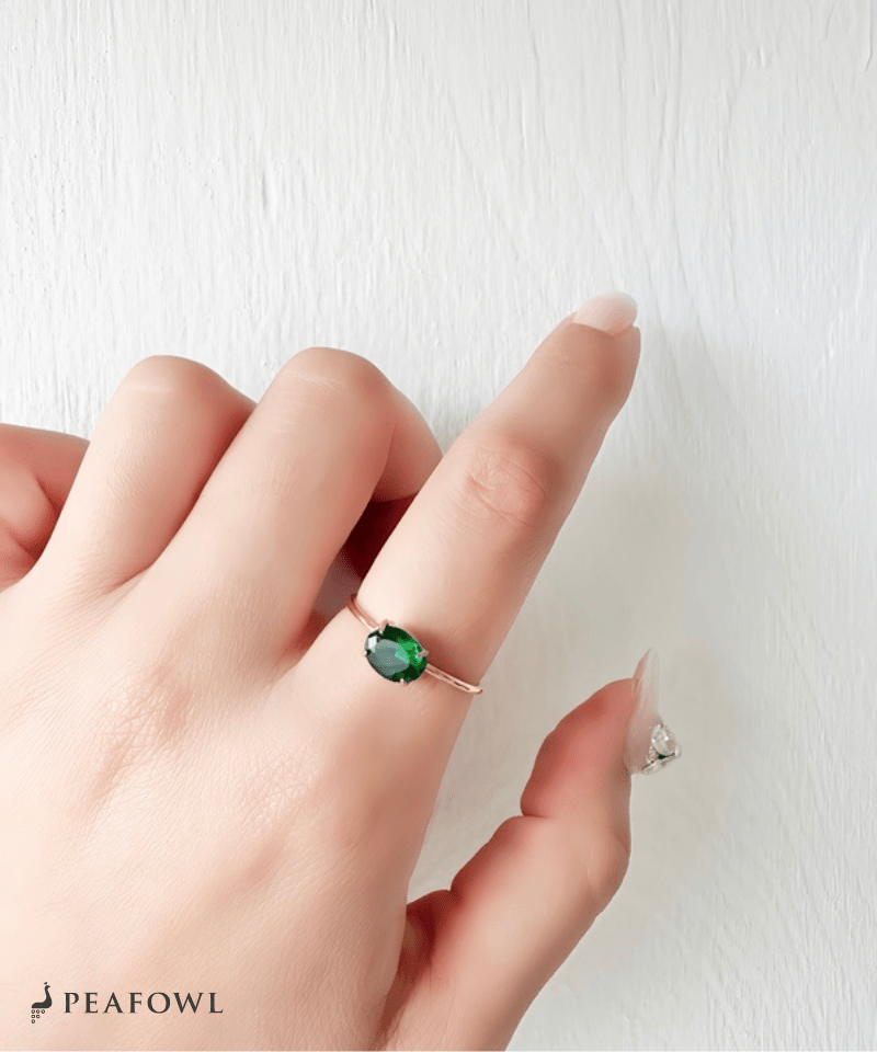 Color Stone Open Ring - peafowl