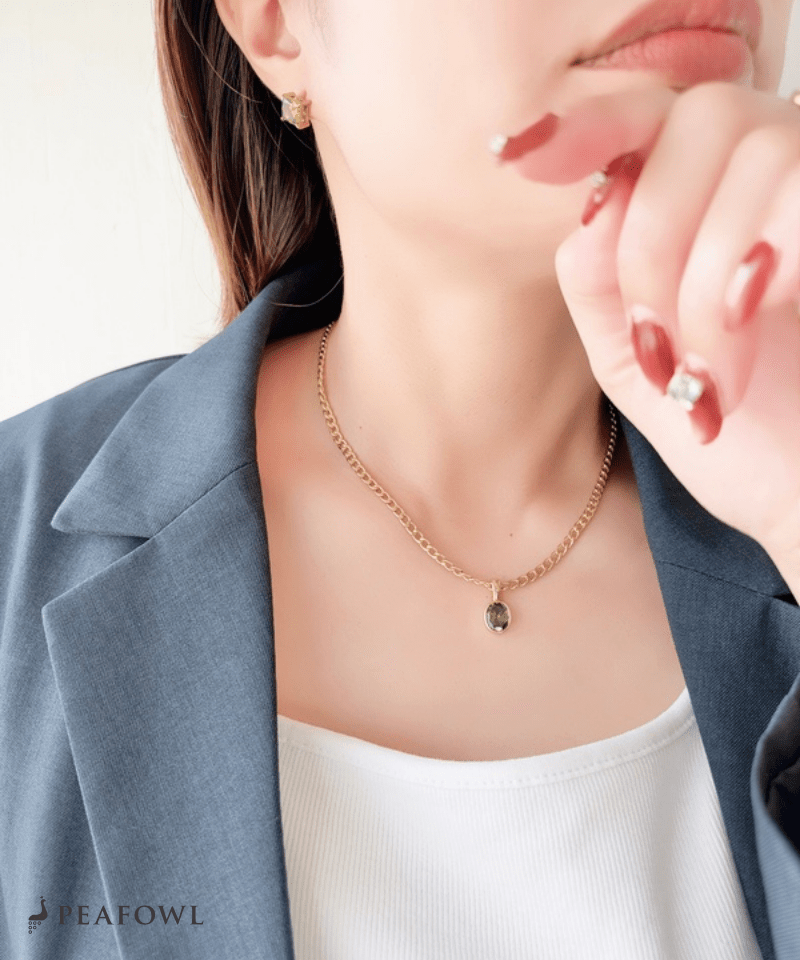 Color Zirconia Heavy Chain Necklace - peafowl