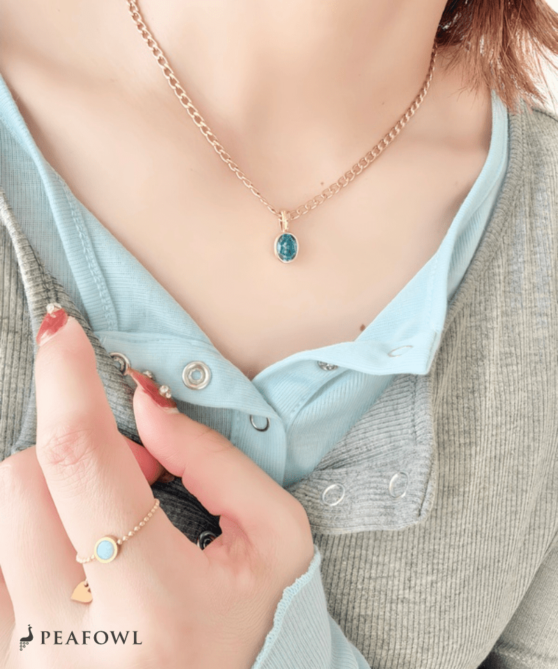 Color Zirconia Heavy Chain Necklace - peafowl