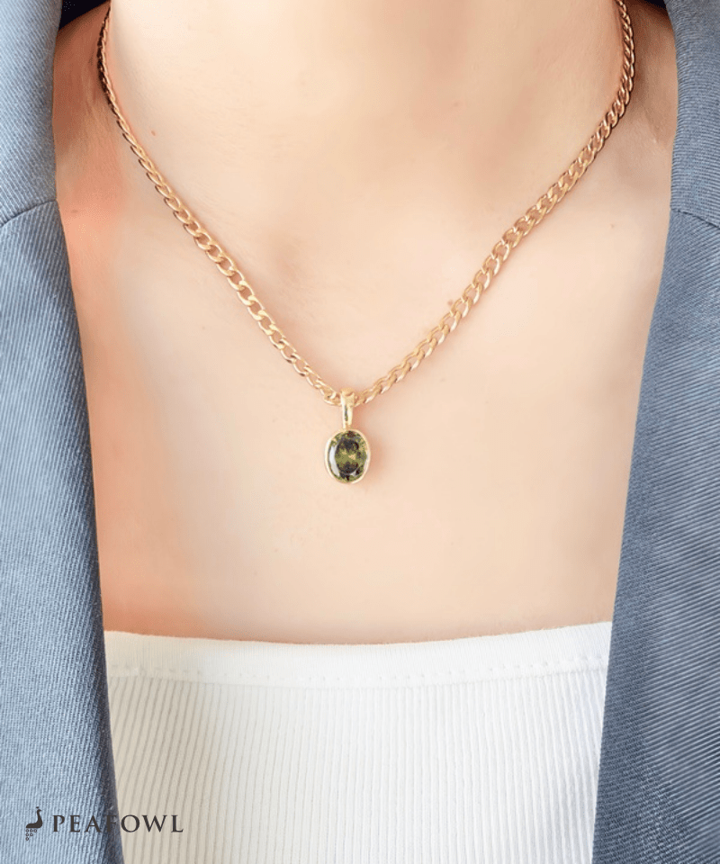Color Zirconia Heavy Chain Necklace - peafowl