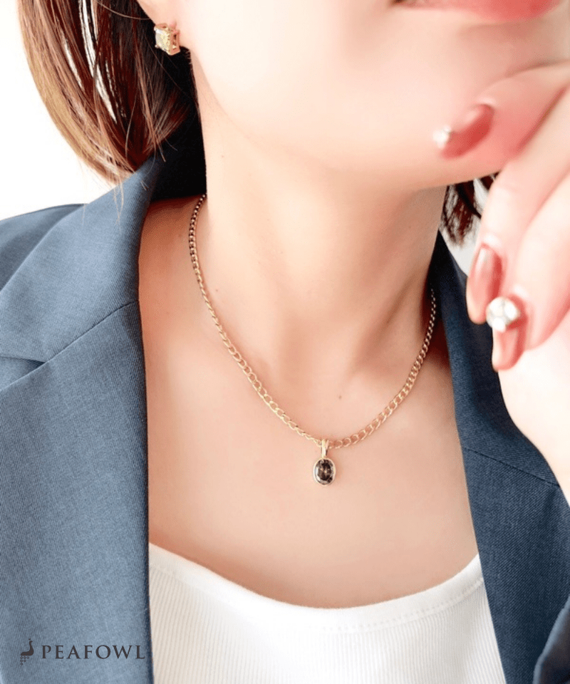 Color Zirconia Heavy Chain Necklace - peafowl