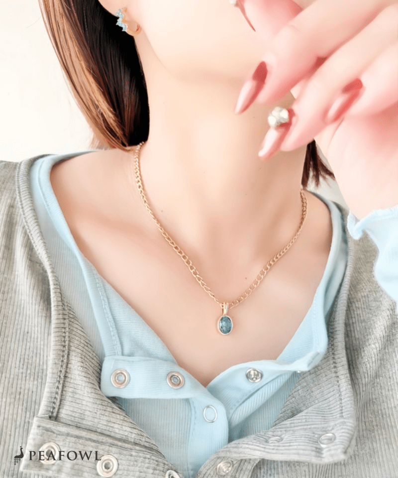 Color Zirconia Heavy Chain Necklace - peafowl
